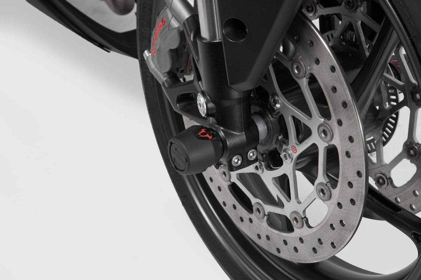 SW-MOTECH Kit de topes anticaidas para el eje delantero Negro. Moto Guzzi V85 TT (19-21).