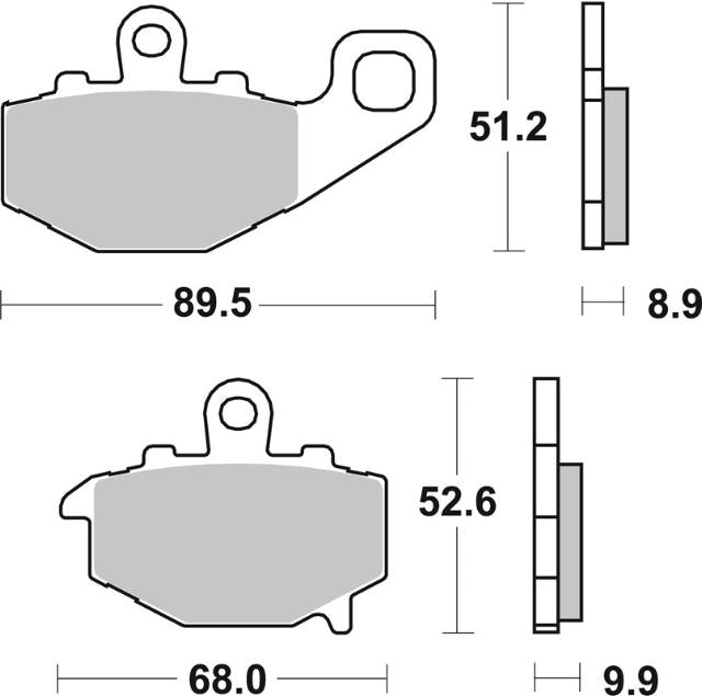 Plano de medidas de las pastillas de freno SBS 687LS