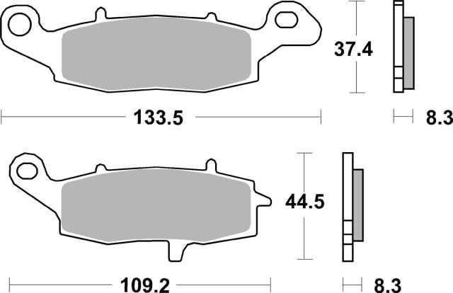 Plano de medidas de las pastillas de freno SBS 705HS