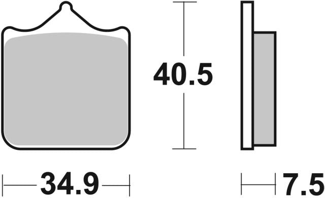 Plano de medidas de las pastillas de freno SBS 762HS