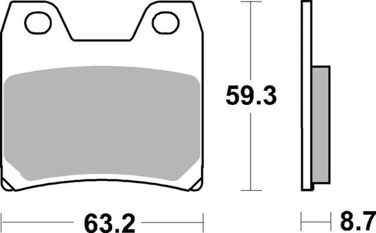 Plano de medidas de las pastillas de freno SBS 770LS