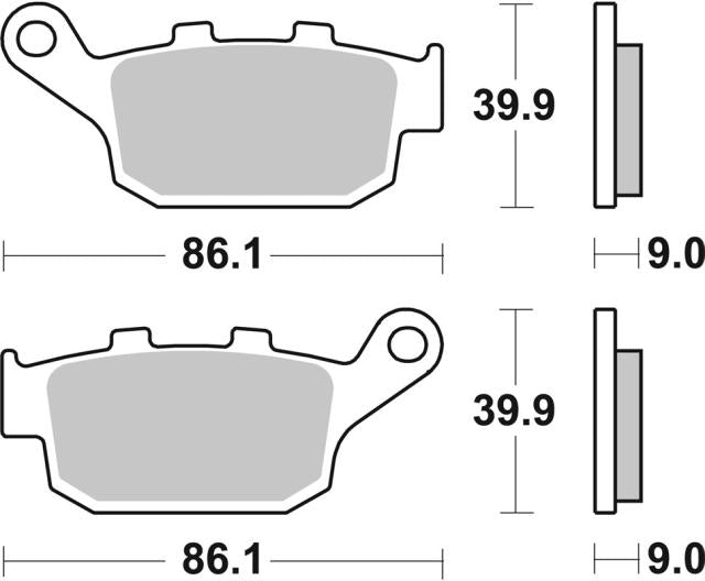 Plano de medidas de las pastillas de freno SBS 881LS