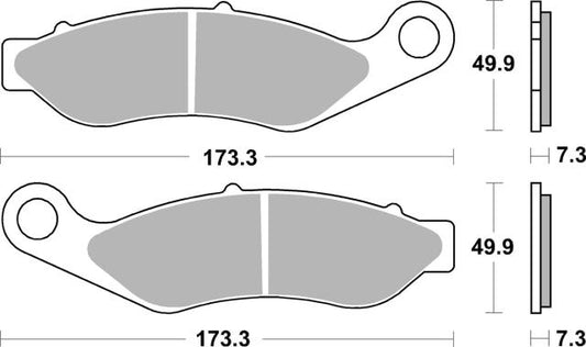 Plano de medidas de las pastillas de freno SBS 922H.HS