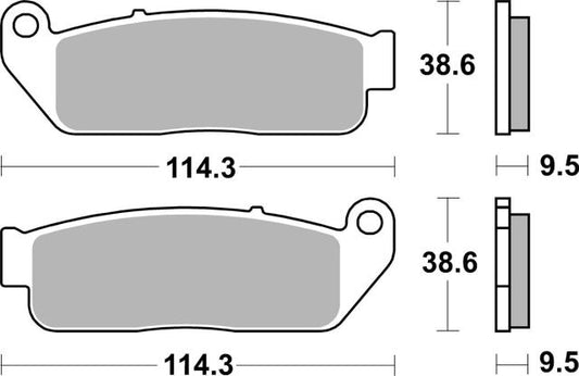 Plano de medidas de las pastillas de freno SBS 929H.HS