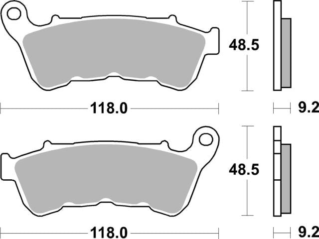 Plano de medidas de las pastillas de freno SBS 934H.HS