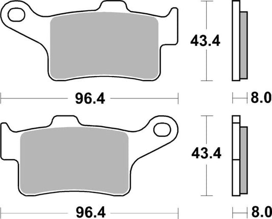 Plano de medidas de las pastillas de freno SBS 948HS