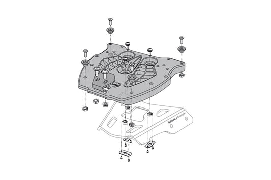 SW-MOTECH Placa adaptadora QUICK-LOCK Maleta superior TRAX. Nylon reforz. Negro.