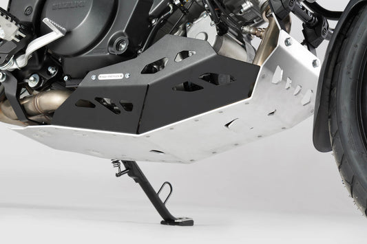 SW-MOTECH Protector de motor Negro/Plateado. Para V-Strom 1000 con crashbar.