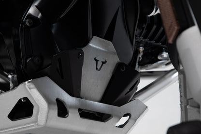 SW-MOTECH Extensión delantera de protector de motor Negro/plateado. BMW R1200 (12-18) R1250 (18-).