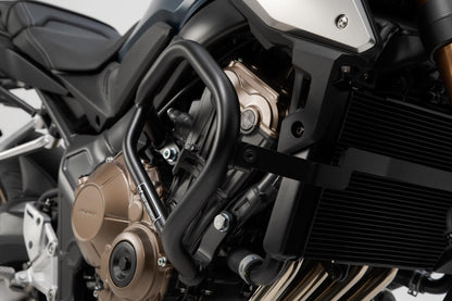 SW-MOTECH Protecciones laterales de motor Negro. Honda CB650F (14-18) / CB650R (18-).