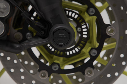 SW-MOTECH Kit de topes anticaidas para el eje delantero Negro. MT-09 / Tracer 900 / YZF-R7 Aprilia.