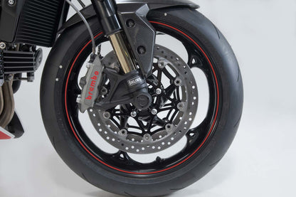 SW-MOTECH Kit de topes anticaidas para el eje delantero Negro. Modelos Triumph Yamaha Royal Enfield.