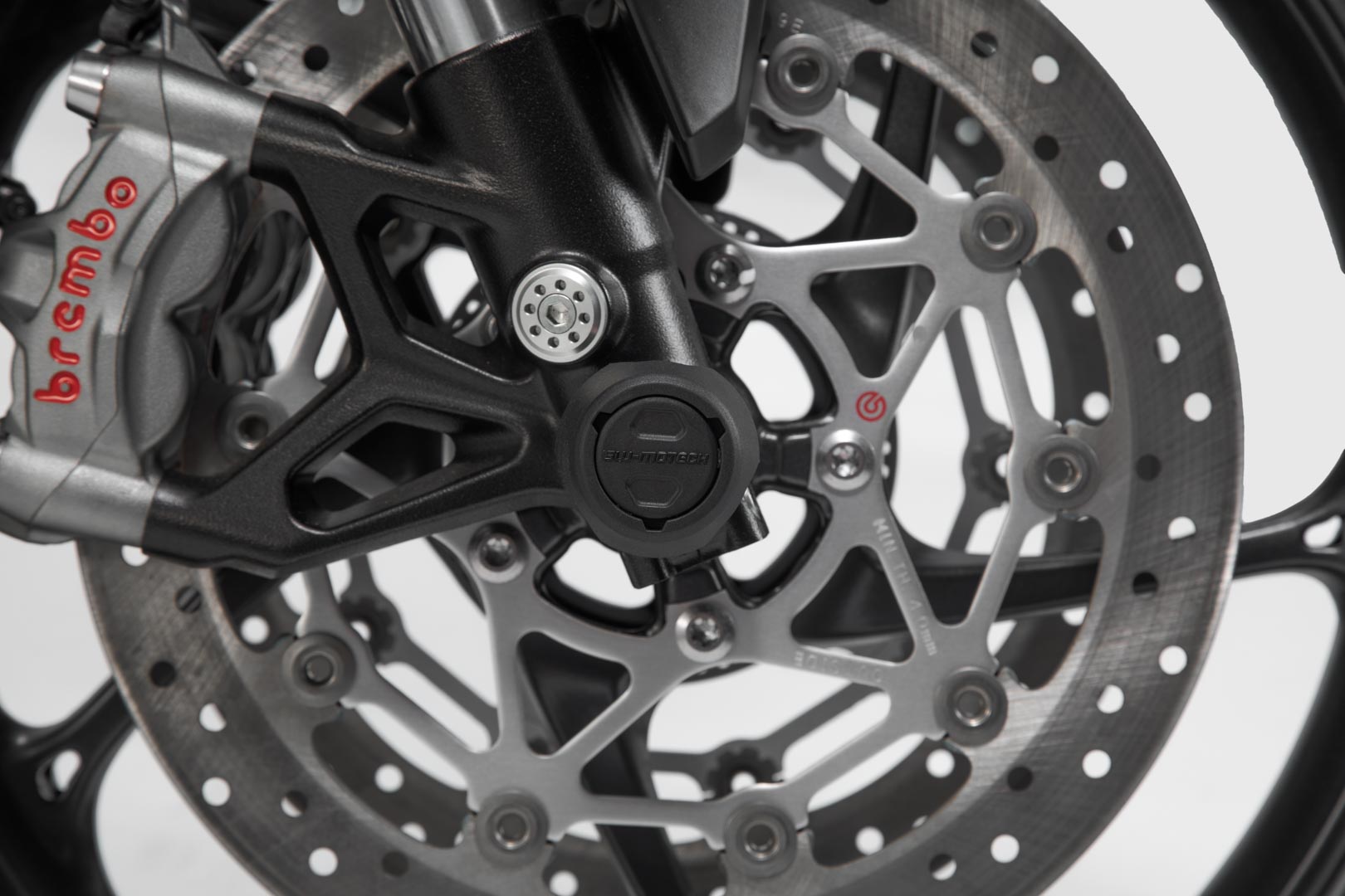 SW-MOTECH Kit de topes anticaidas para el eje delantero Negro. Moto Guzzi V85 TT (19-21).