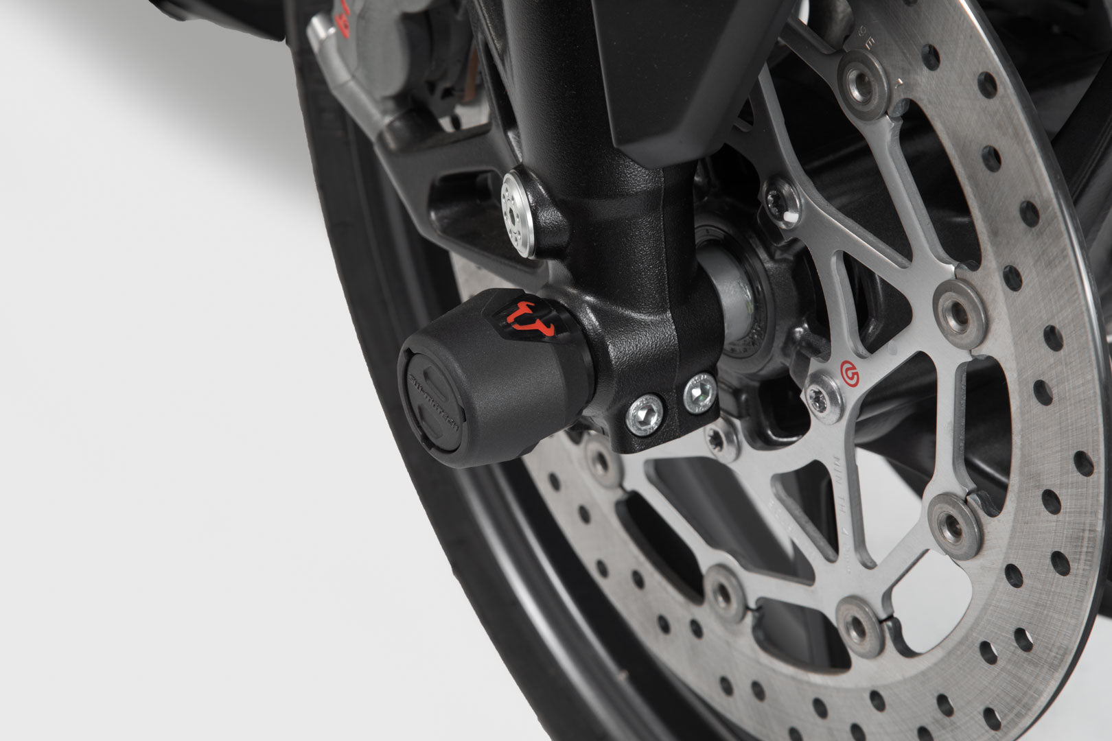 SW-MOTECH Kit de topes anticaidas para el eje delantero Negro. Moto Guzzi V85 TT (19-21).