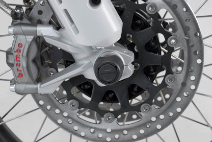 SW-MOTECH Kit de topes anticaidas para el eje delantero Negro. Modelos Ducati.