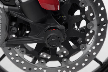 SW-MOTECH Kit de topes anticaidas para el eje delantero Negro. Ducati Multistrada V4 / Hypermotard 950.