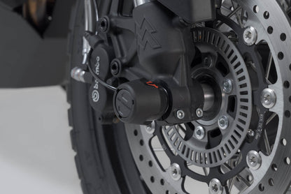 SW-MOTECH Kit de topes anticaidas para el eje delantero Negro. Moto Morini X-Cape 650 (21-).