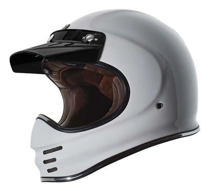 Casco TORC Baja T3 Gloss White blanco brillante con visera negra, vista de tres cuartos