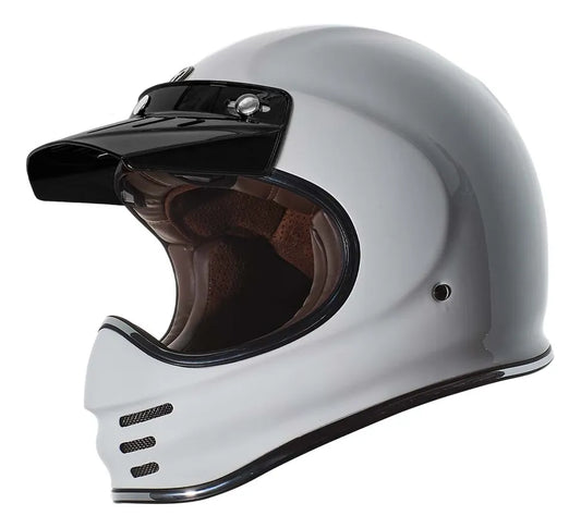 Casco TORC Baja T3 Gloss White blanco brillante con visera negra, vista de tres cuartos