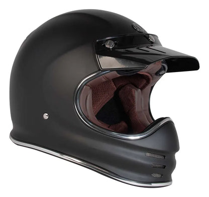 Vista lateral opuesta del casco TORC Baja T3 negro mate con visera de tres broches