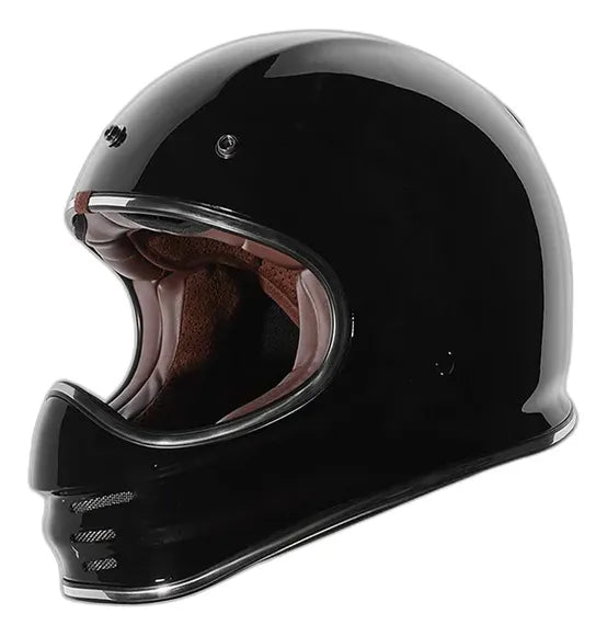 Casco TORC Baja T3 negro brillante sin visera superior, con mentonera fija