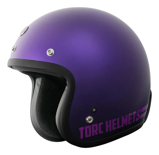 Casco abierto 3/4 TORC Del Mar T50 Cali Iridescent Purple morado mate, vista de tres cuartos
