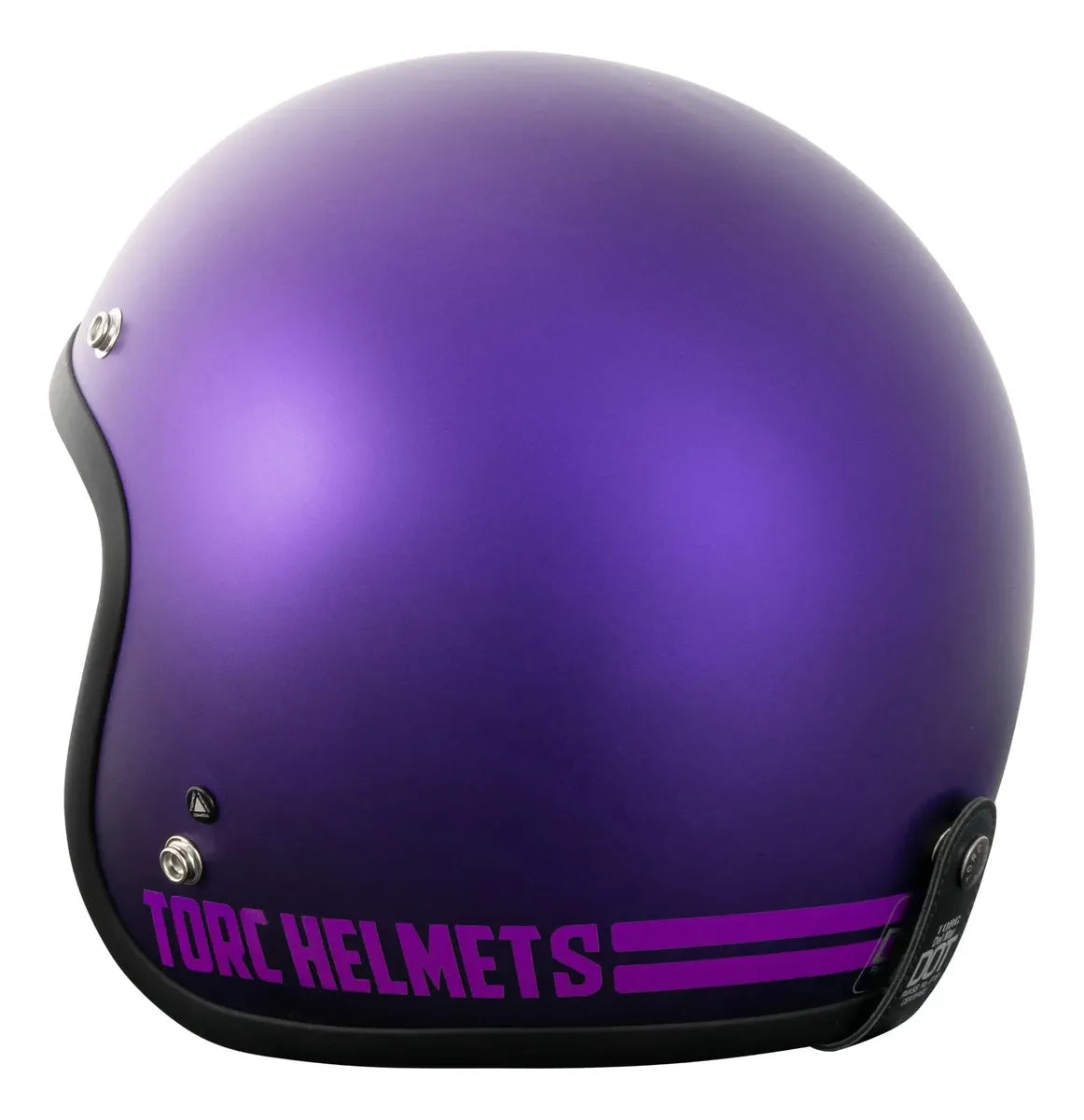 Vista posterior del casco TORC Del Mar T50 Cali morado iridiscente con gráficos TORC Helmets