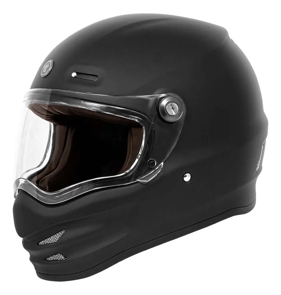 Casco integral TORC Pomona T9 Matte Black negro mate con mica transparente, vista de tres cuartos