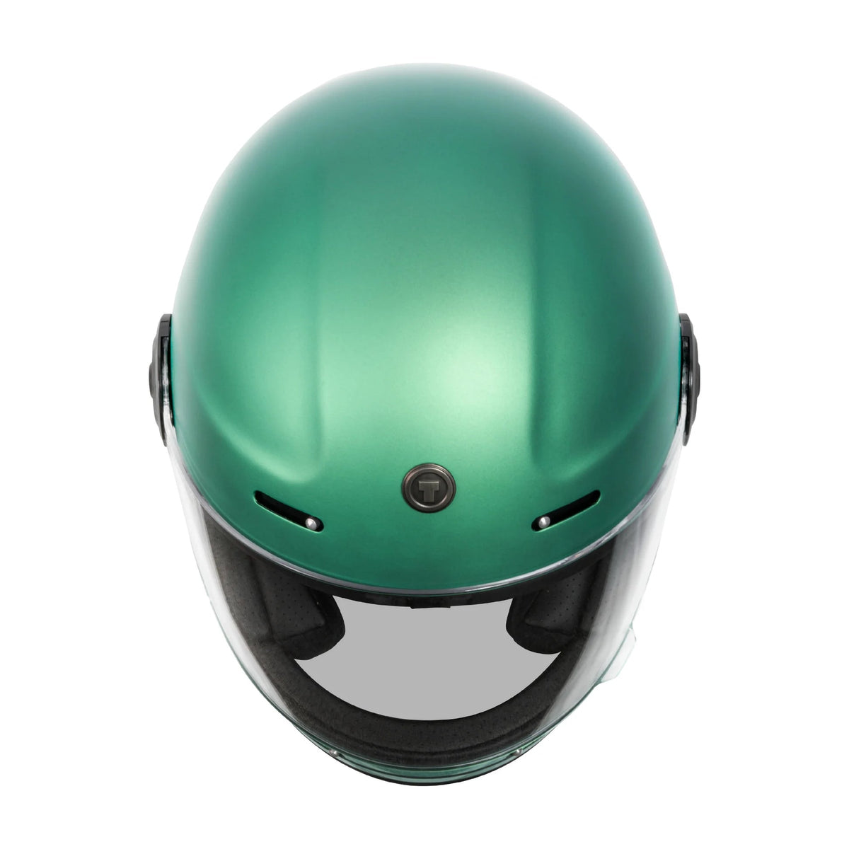 Vista superior del casco TORC T1 Newport Cali Iridescent Teal en acabado mate