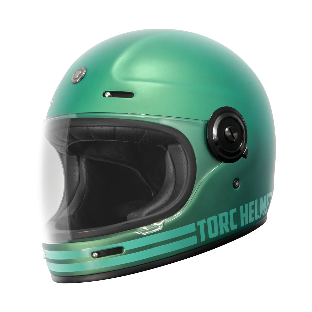 Casco integral TORC T1 Newport Cali Iridescent Teal verde azulado mate, vista de tres cuartos