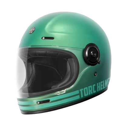 Casco integral TORC T1 Newport Cali Iridescent Teal verde azulado mate, vista de tres cuartos