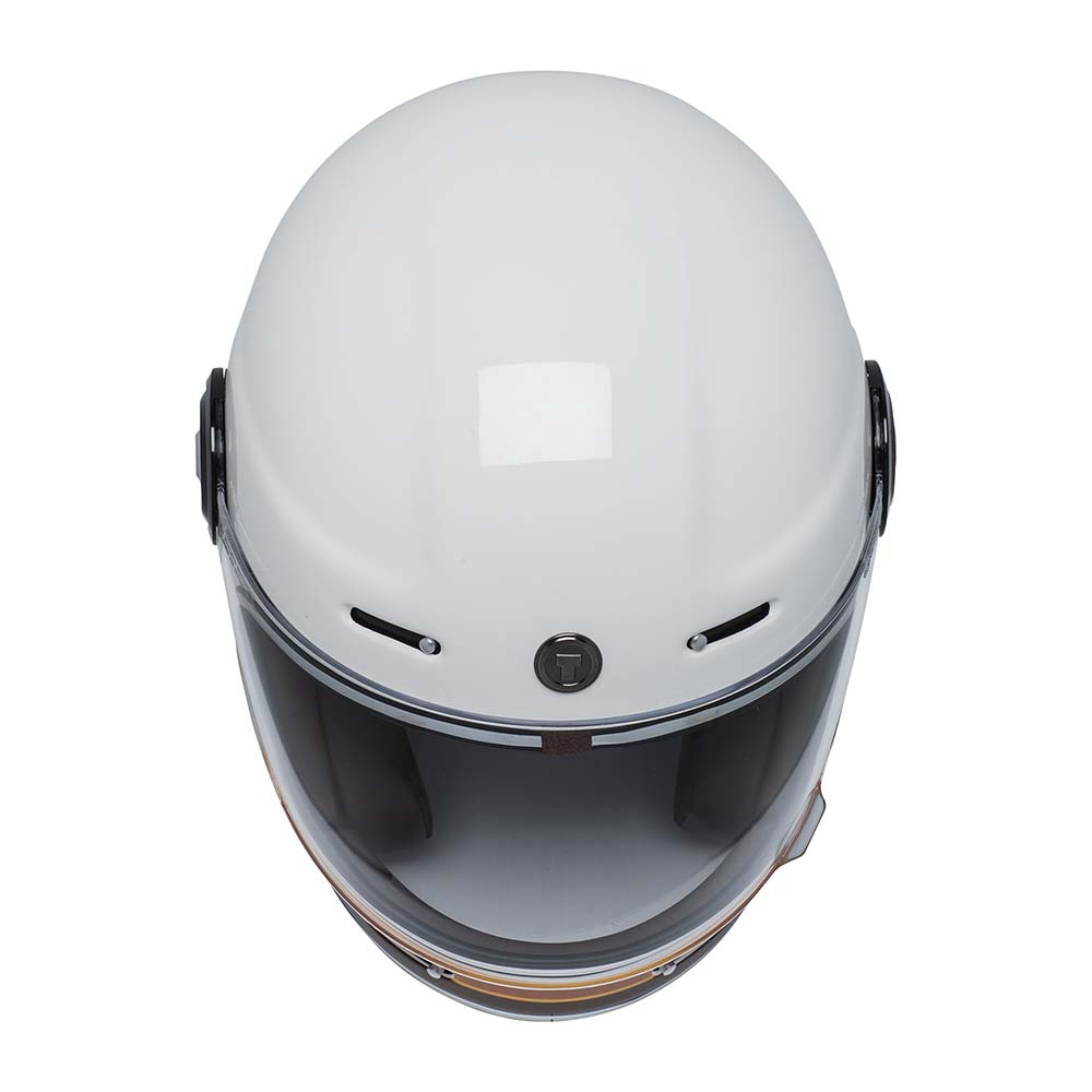 Vista superior del casco TORC T1 Newport Iso Bars en acabado blanco brillante