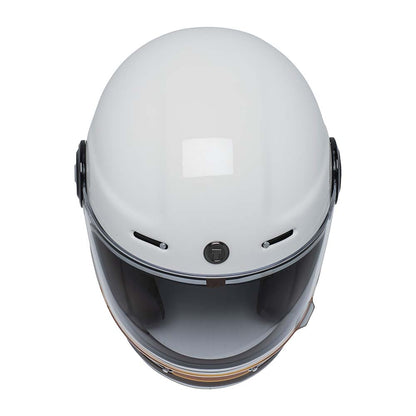 Vista superior del casco TORC T1 Newport Iso Bars en acabado blanco brillante