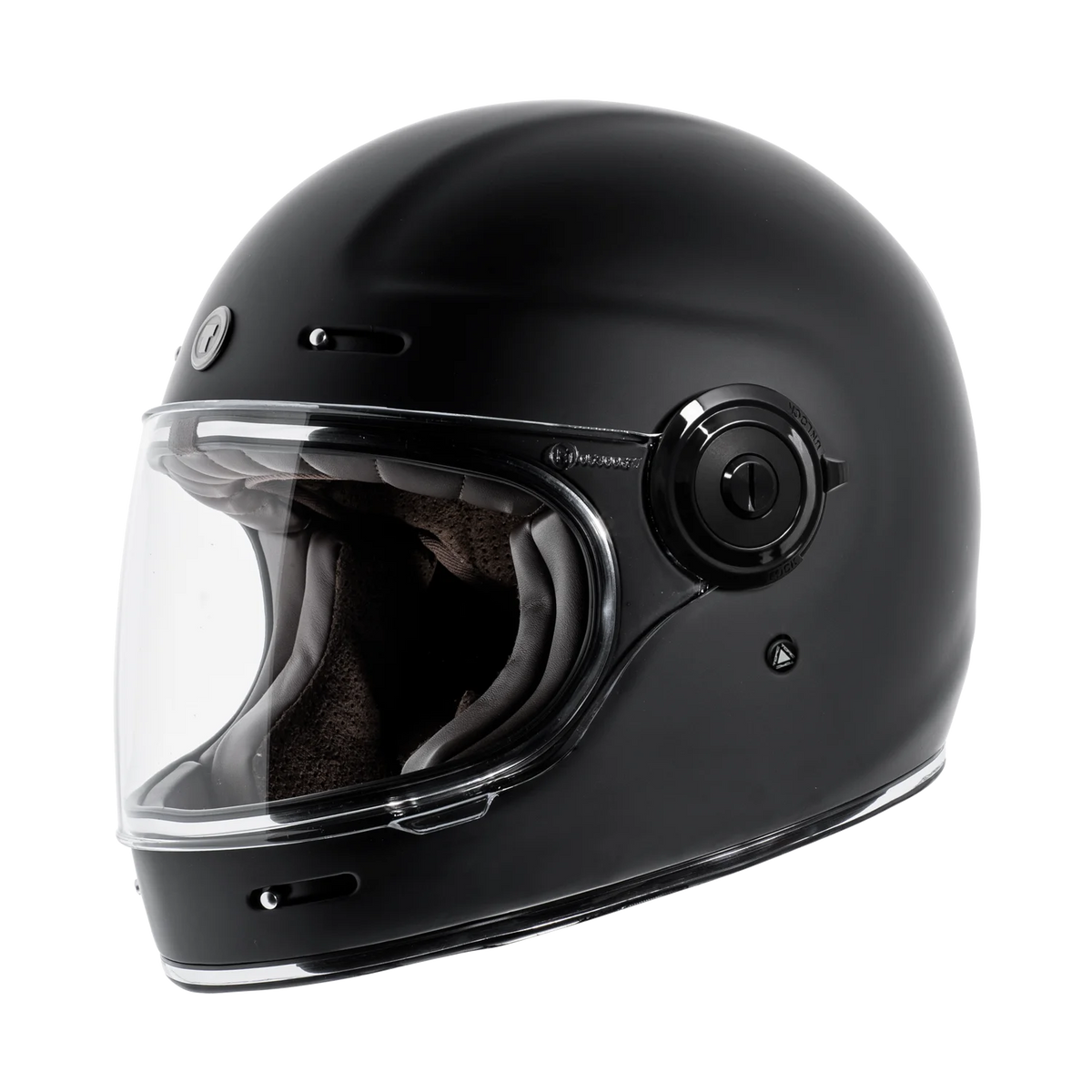 Casco integral TORC T1 Newport Matte Black negro mate con visor transparente, vista de tres cuartos