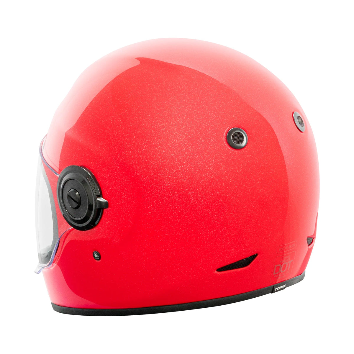 Parte posterior del casco TORC T1 Newport rojo metálico con salidas de ventilación