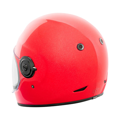 Parte posterior del casco TORC T1 Newport rojo metálico con salidas de ventilación