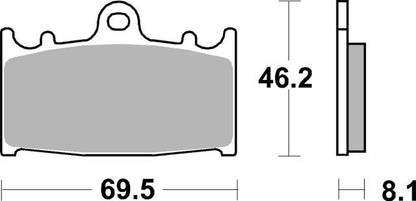Plano de medidas de las pastillas de freno SBS 631HS