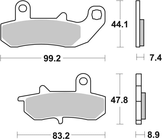 Plano de medidas de las pastillas de freno SBS 635LS