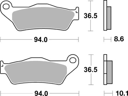 Plano de medidas de las pastillas de freno SBS 742LS