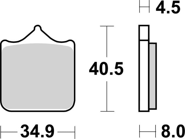 Plano de medidas de las pastillas de freno SBS 870HS