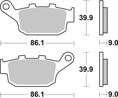 Plano de medidas de las pastillas de freno SBS 881LS