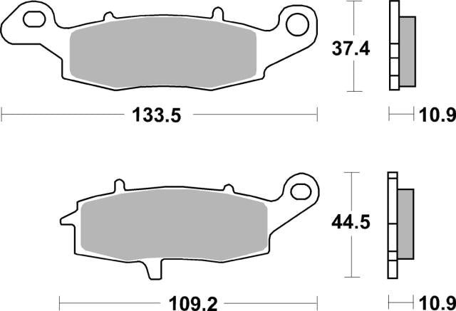 Plano de medidas de las pastillas de freno SBS 886LS