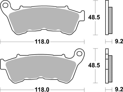 Plano de medidas de las pastillas de freno SBS 934H.HS